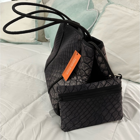Haute Shore - Neoprene Tote - Black Croc with Black inside. - Picture 2 of 4